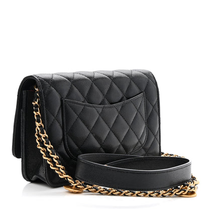 Chanel Caviar Quilted Twist Your Buttons Wallet On Chain WOC Black 2 of 9