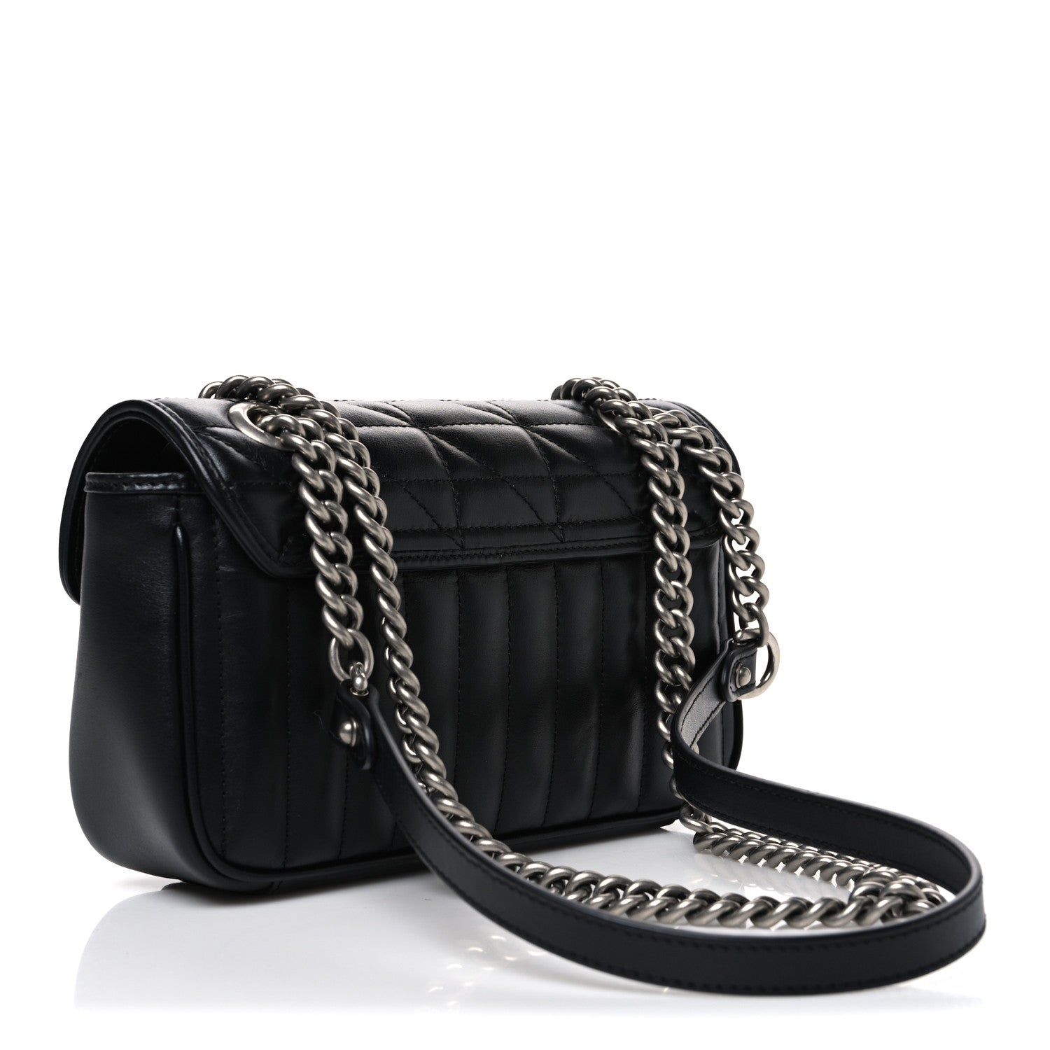 Gucci Calfskin Matelasse Aria Mini GG Marmont Shoulder Bag Black Black 3 of 10