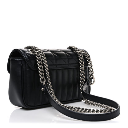 Gucci Calfskin Matelasse Aria Mini GG Marmont Shoulder Bag Black Black 3 of 10