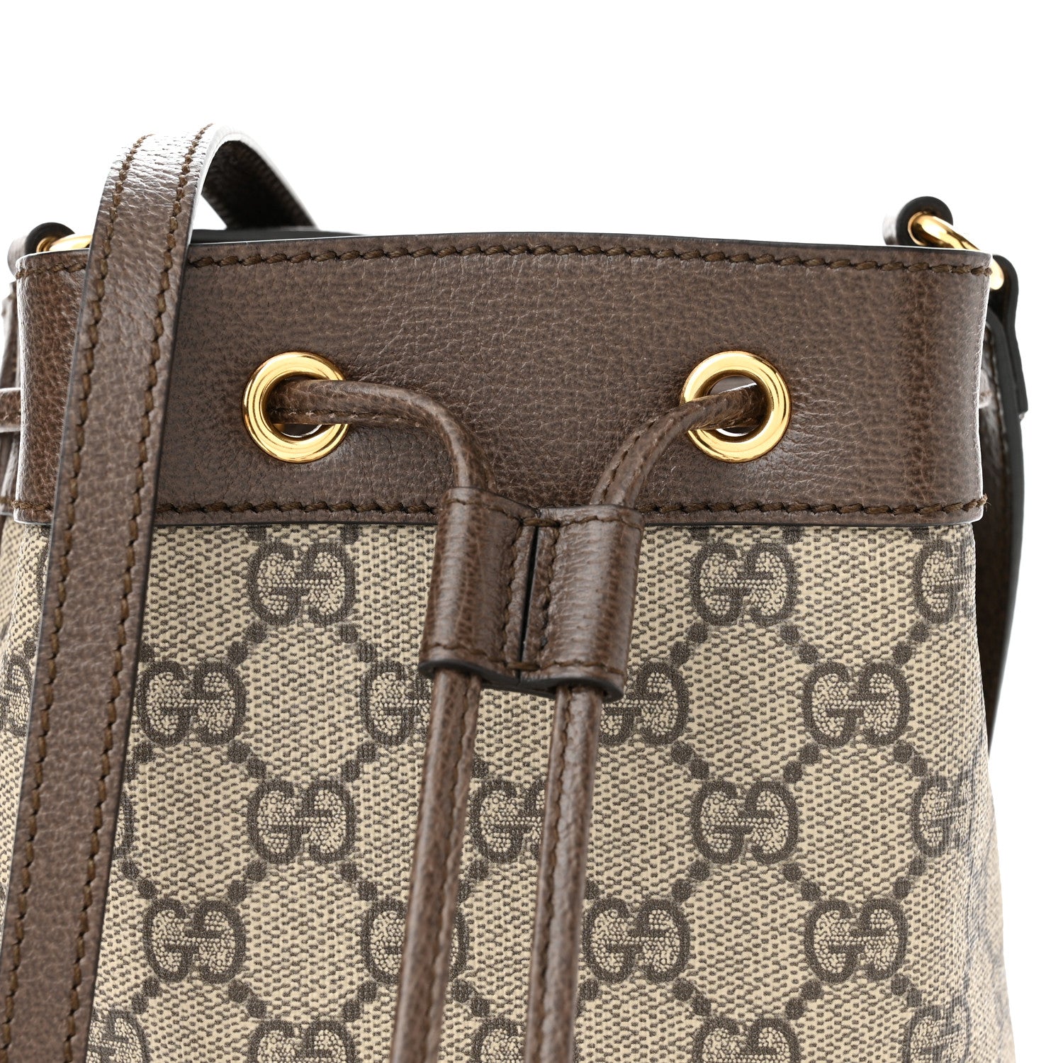 Gucci GG Supreme Monogram Web Mini Ophidia Bucket Bag Brown 8 of 11