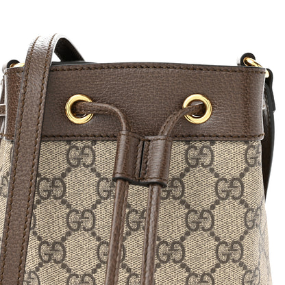 Gucci GG Supreme Monogram Web Mini Ophidia Bucket Bag Brown 8 of 11