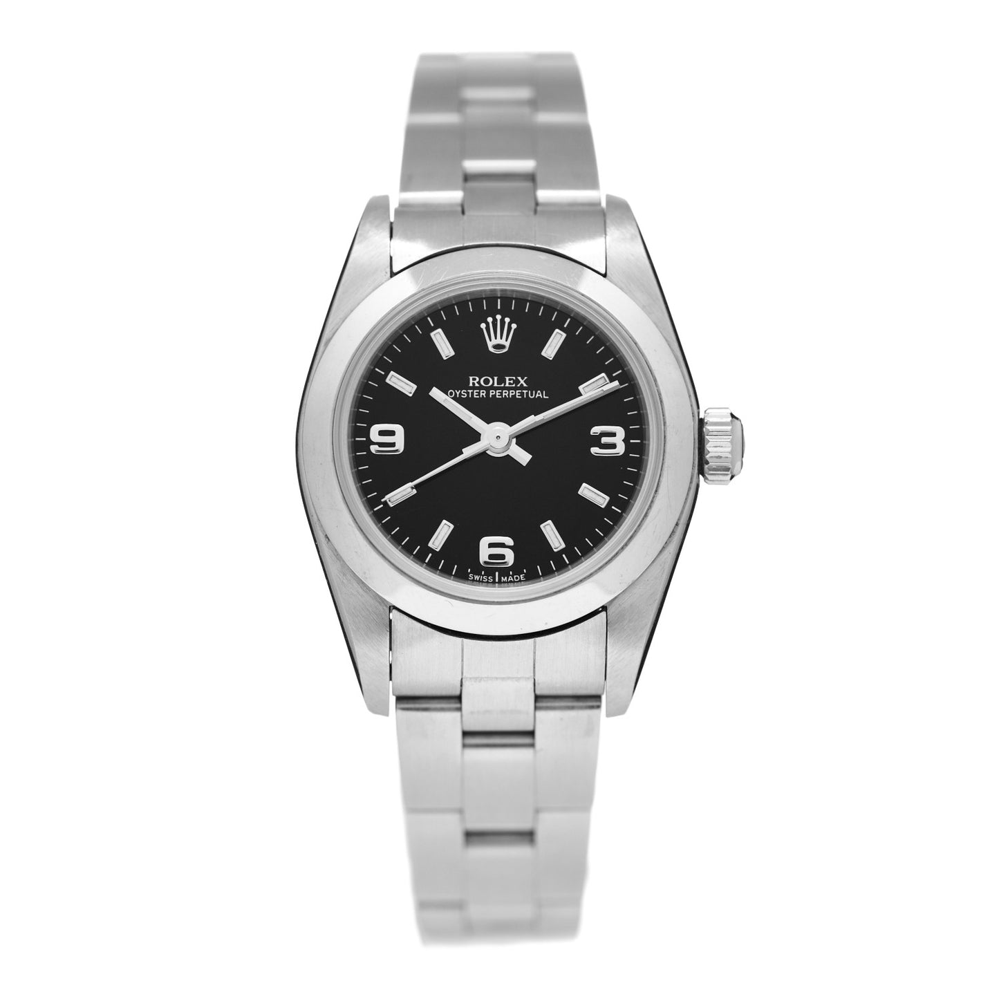 Stainless Steel 24mm Oyster Perpetual Watch Black 76080