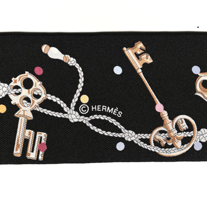 Hermes Silk Les Cles A Pois Twilly Black Beige Rose Multicolor 3 of 4
