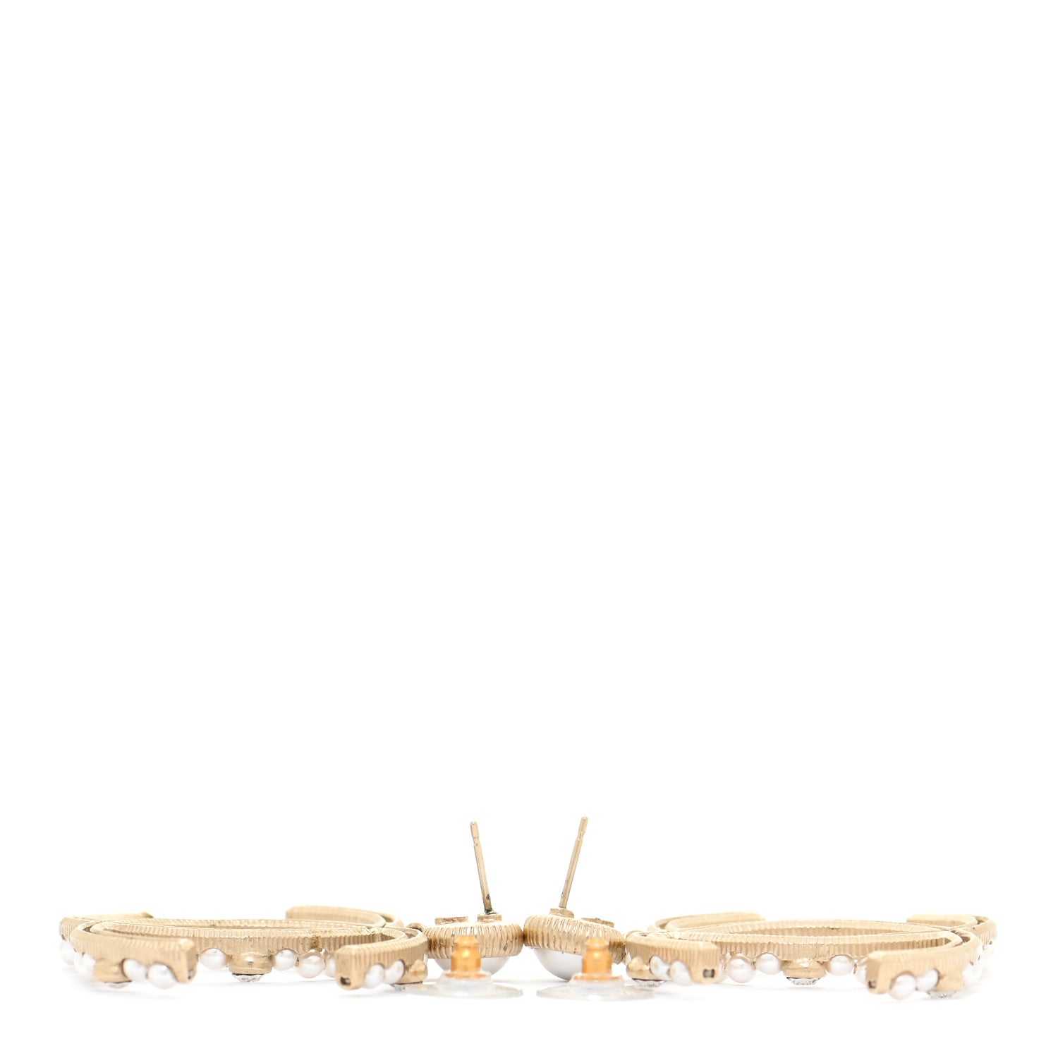 Chanel Metal Crystal Pearl CC Drop Earrings Gold 3 of 6