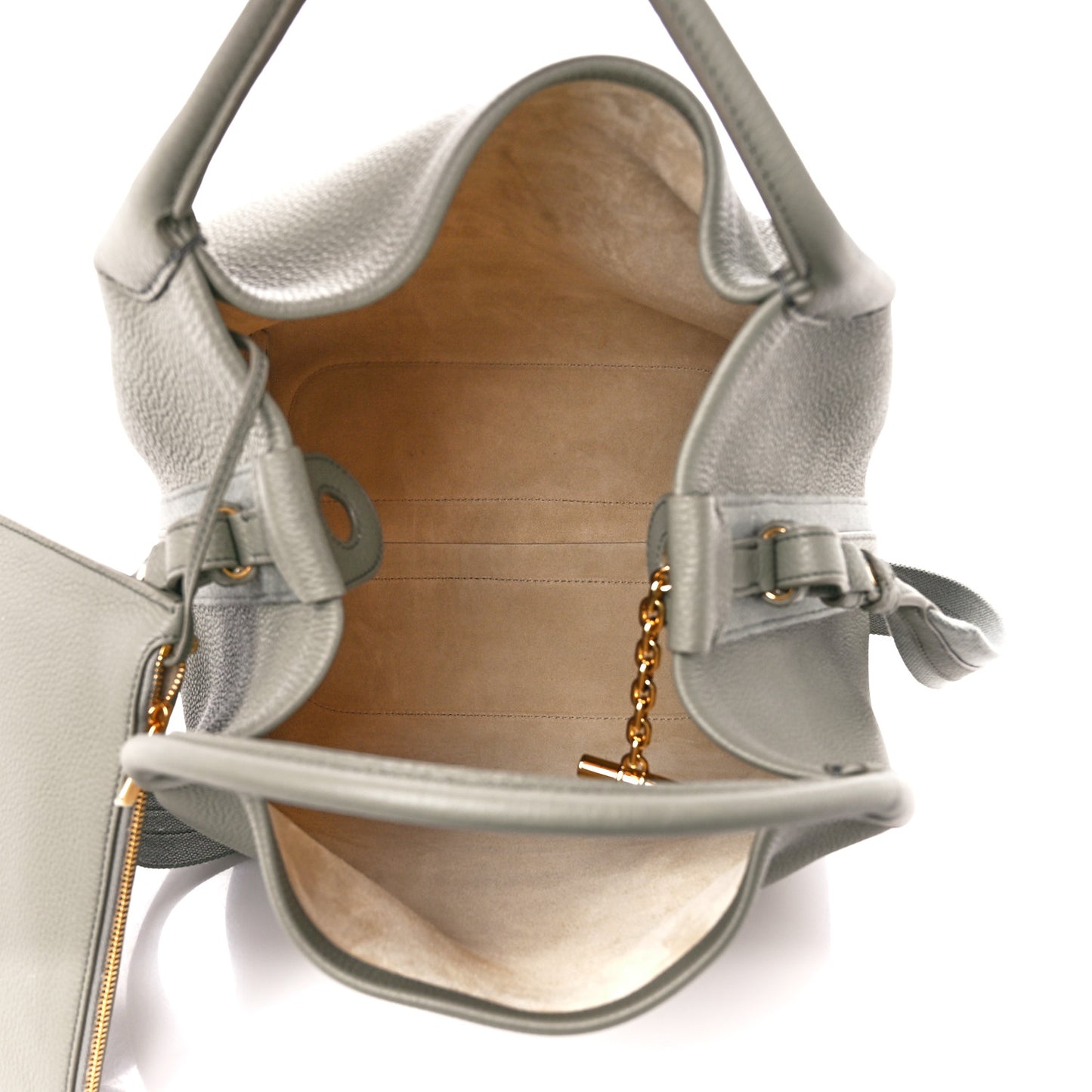 Grained Calfskin Large Bale Bag Yerba Mate