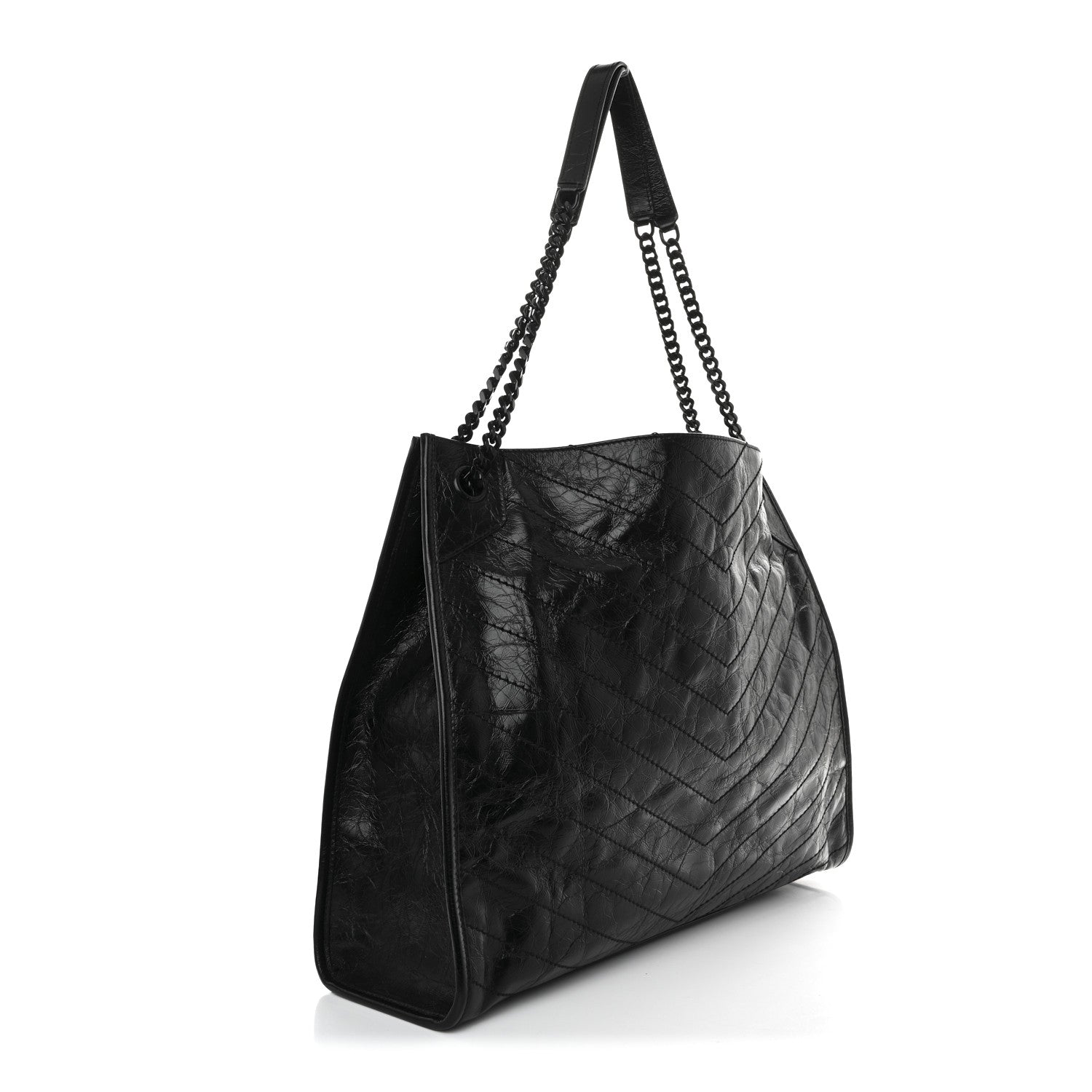 Saint Laurent Crinkled Calfskin Matelasse Monogram Large Niki Shopper Tote Black 3 of 10