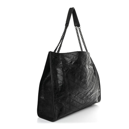 Saint Laurent Crinkled Calfskin Matelasse Monogram Large Niki Shopper Tote Black 3 of 10