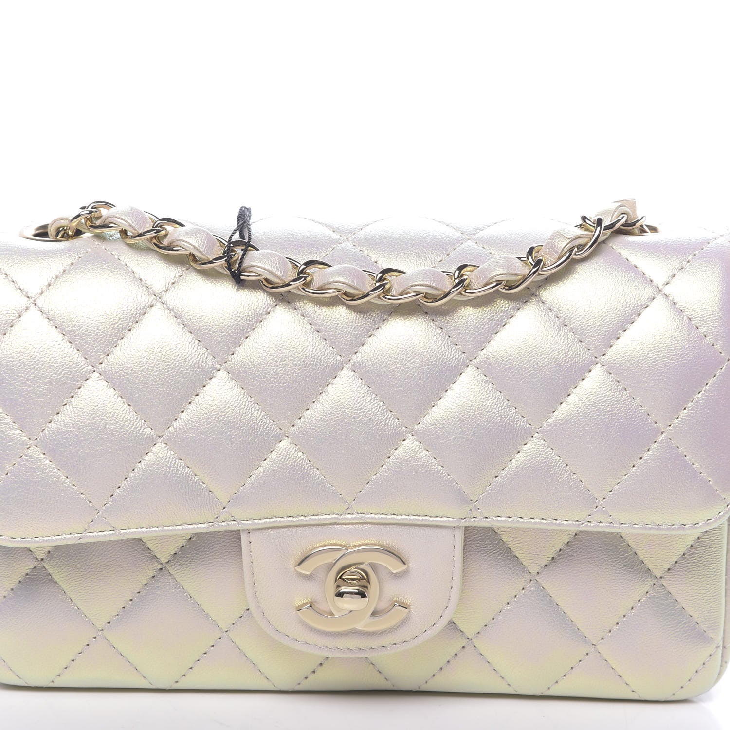 Chanel Iridescent Lambskin Quilted Mini Rectangular Flap Ivory 8 of 11