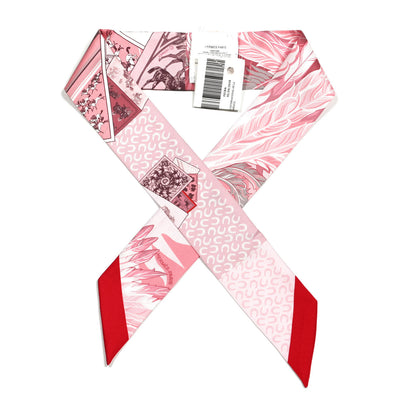 Hermes Silk Cheval Phoenix Twilly Grenadine Rose Gris 1 of 4
