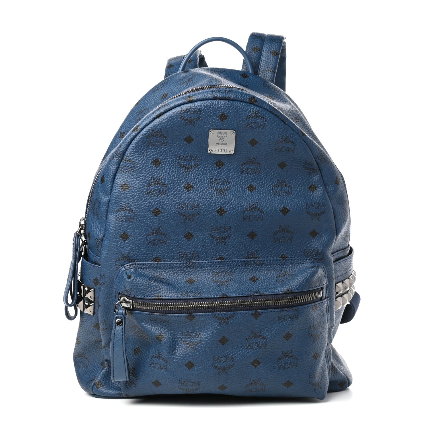 MCM Visetos Medium Side Stud Stark Backpack Blue 1 of 9