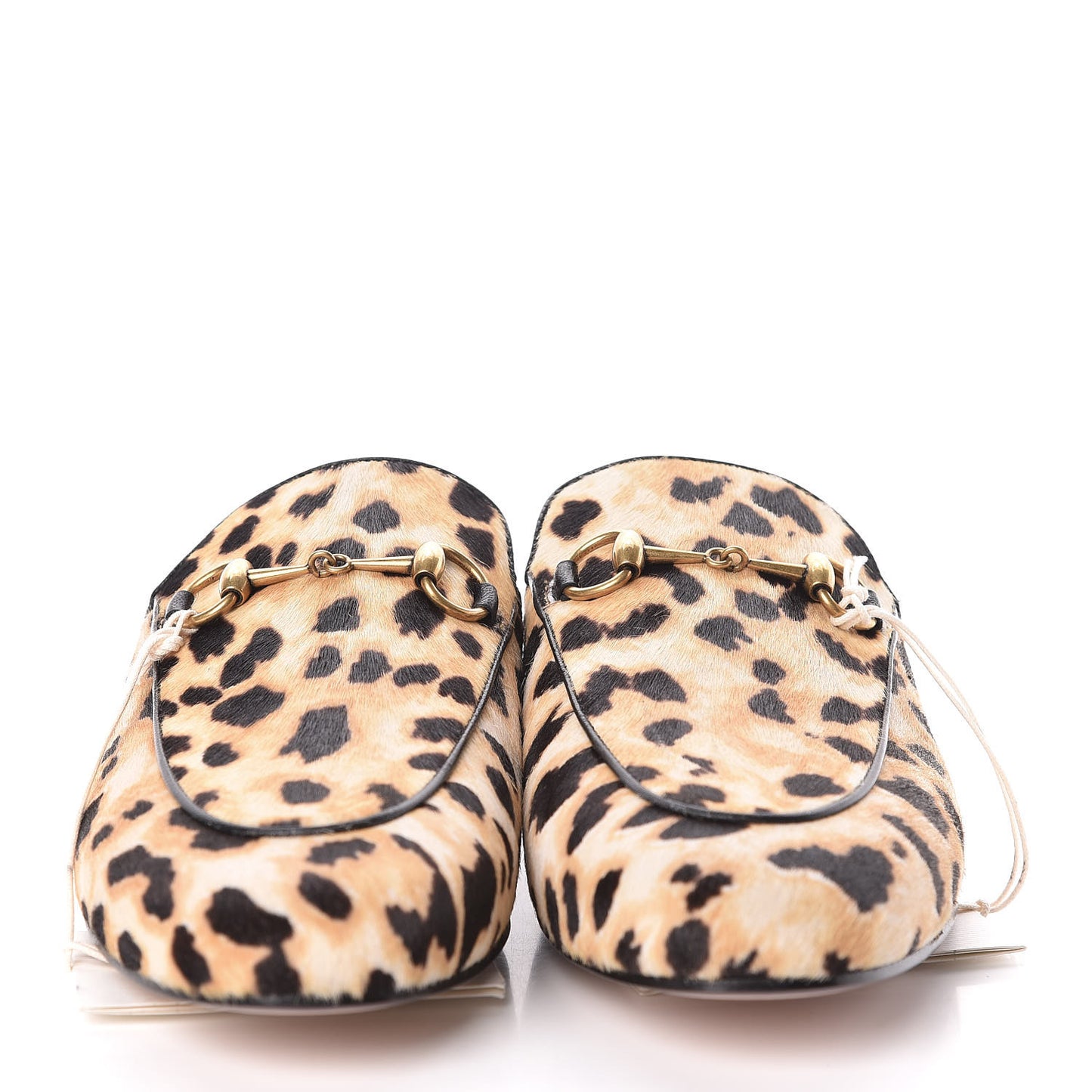 Calf Hair Leopard Print Womens Princetown Slippers 38.5 Naturale Black
