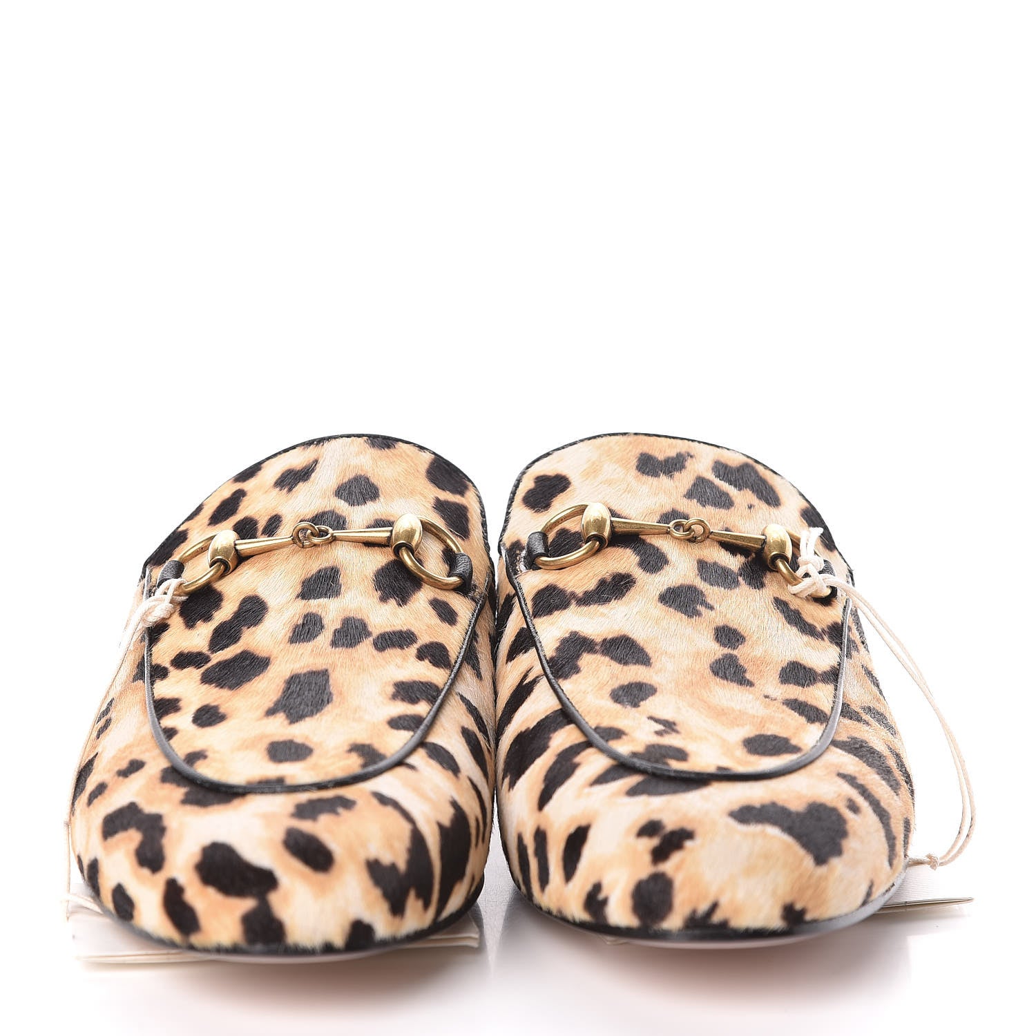Gucci Calf Hair Leopard Print Womens Princetown Slippers 38.5 Naturale Black 2 of 8