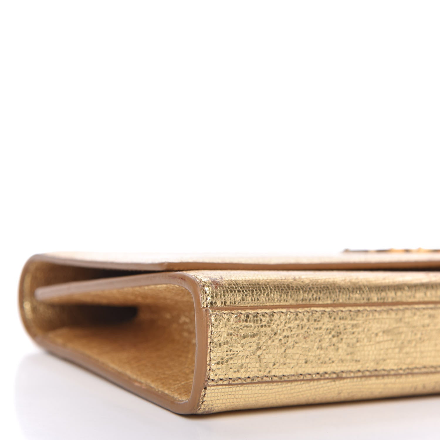 Saint Laurent Metallic Textured Calfskin Monogram Cassandre Clutch Gold 6 of 9