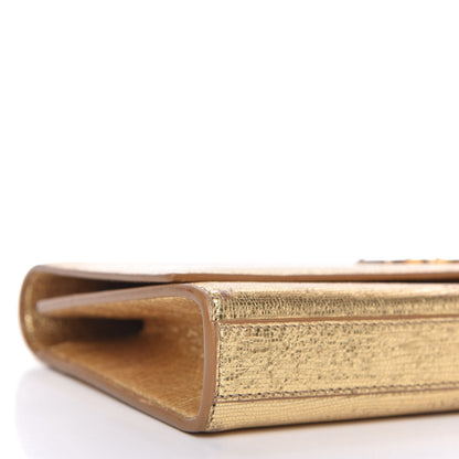 Saint Laurent Metallic Textured Calfskin Monogram Cassandre Clutch Gold 6 of 9