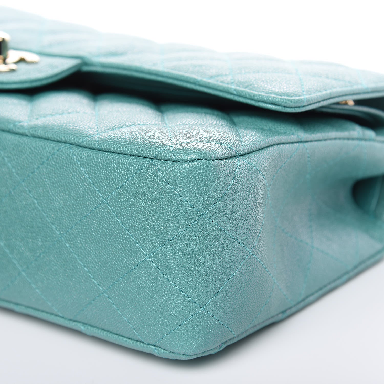Chanel Iridescent Caviar Quilted Medium Double Flap Green 9 of 10