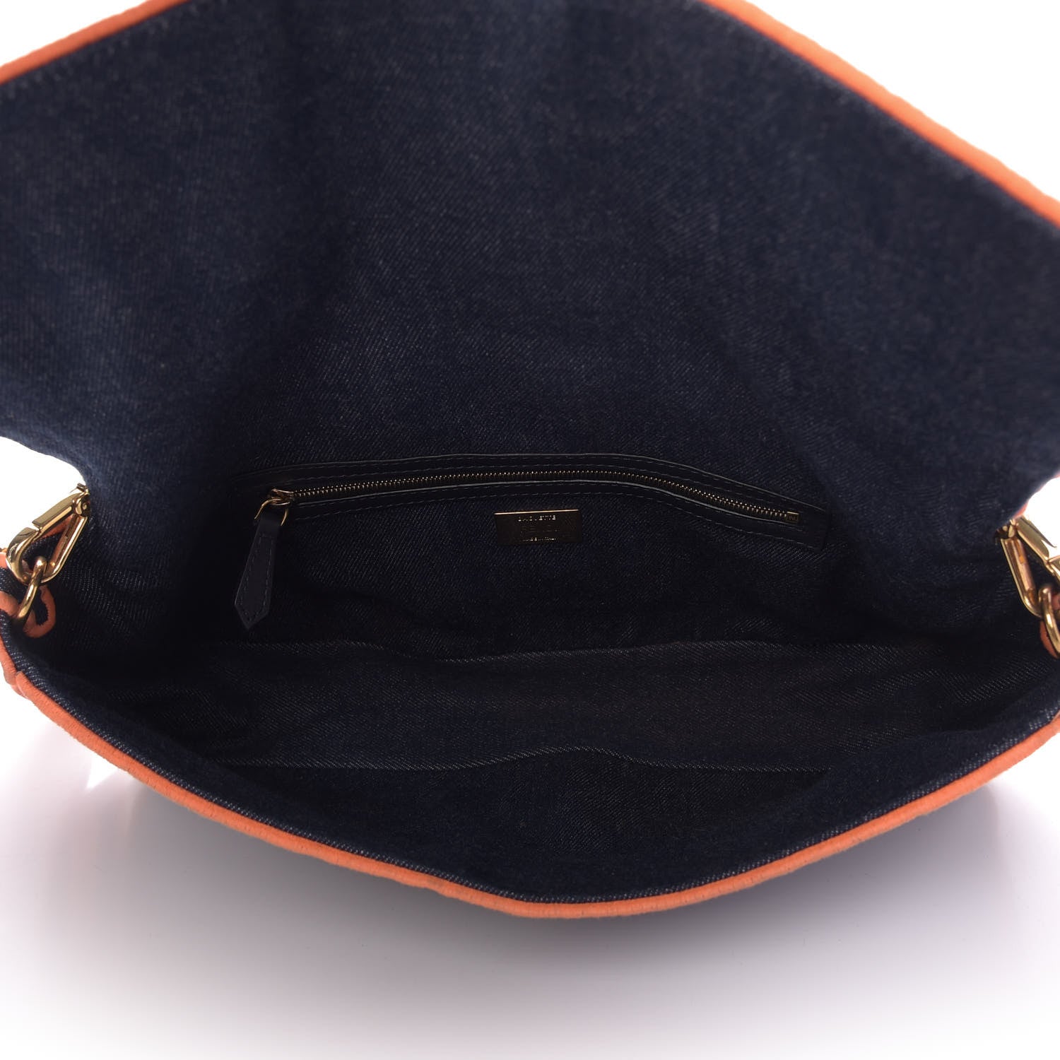 Fendi Denim Large Baguette Blue Arancio Fluo 6 of 15
