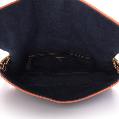 Fendi Denim Large Baguette Blue Arancio Fluo 6 of 15