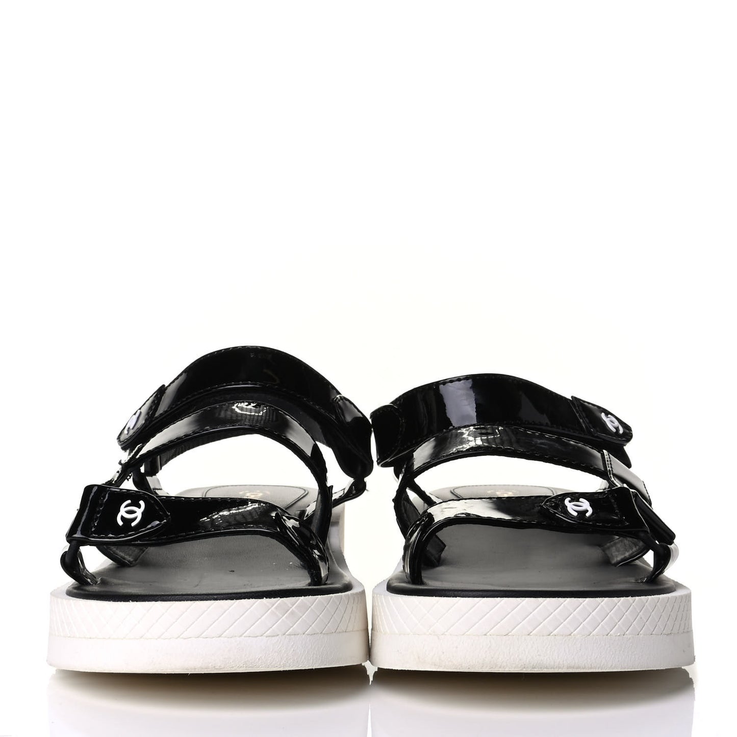 Patent Calfskin Velcro Dad Sandals 37 Black