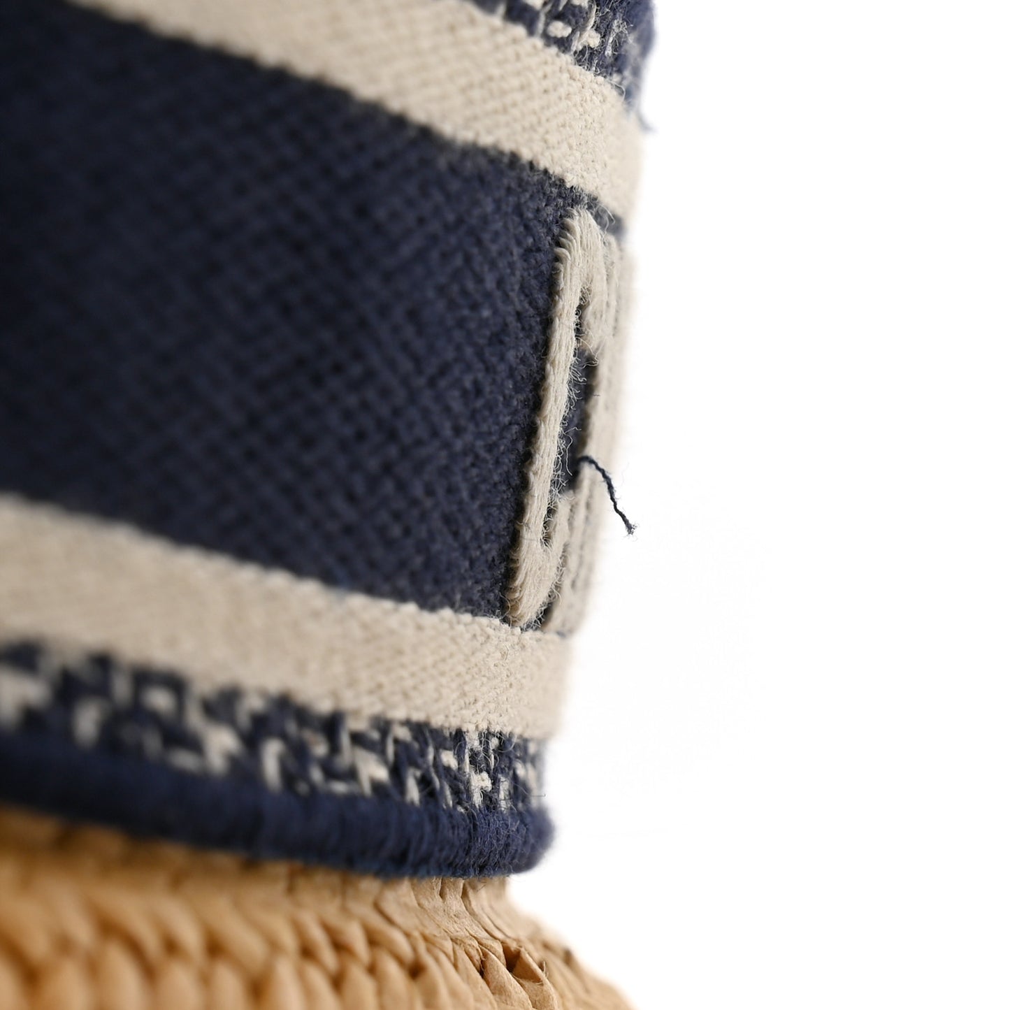 Straw Embroidered Bob Naughtily Large Brim Hat 58 Blue Multicolor