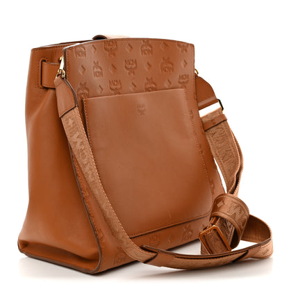 MCM Calfskin Ottomar Monogram Essential Bucket Bag Cognac 3 of 9