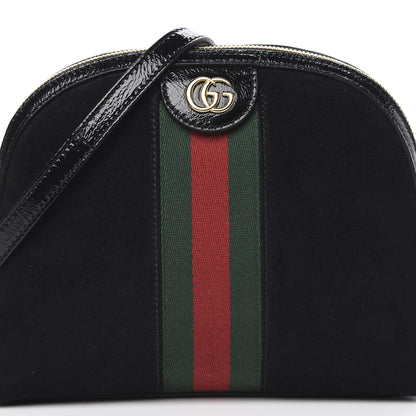 Gucci Suede Patent Web GG Small Ophidia Dome Shoulder Bag Black 7 of 10