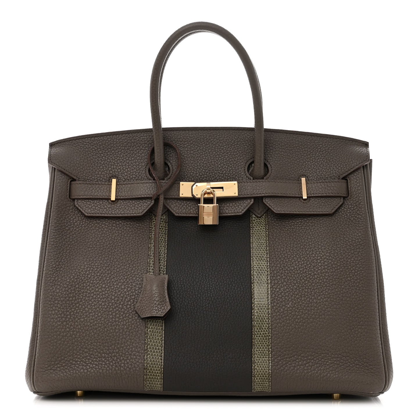 Taurillon Clemence Lizard Club Birkin 35 Etain Graphite