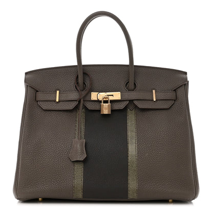 Hermes Taurillon Clemence Lizard Club Birkin 35 Etain Graphite 1 of 15