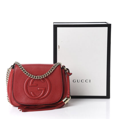 Gucci Pebbled Calfskin Small Soho Flap Crossbody Red 12 of 12