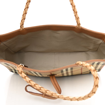 Burberry Haymarket Check Suede Horn Toggle Shoulder Bag Red 5 of 9