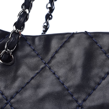 Chanel Lambskin Stitched Expandable Tote Navy 13 of 15