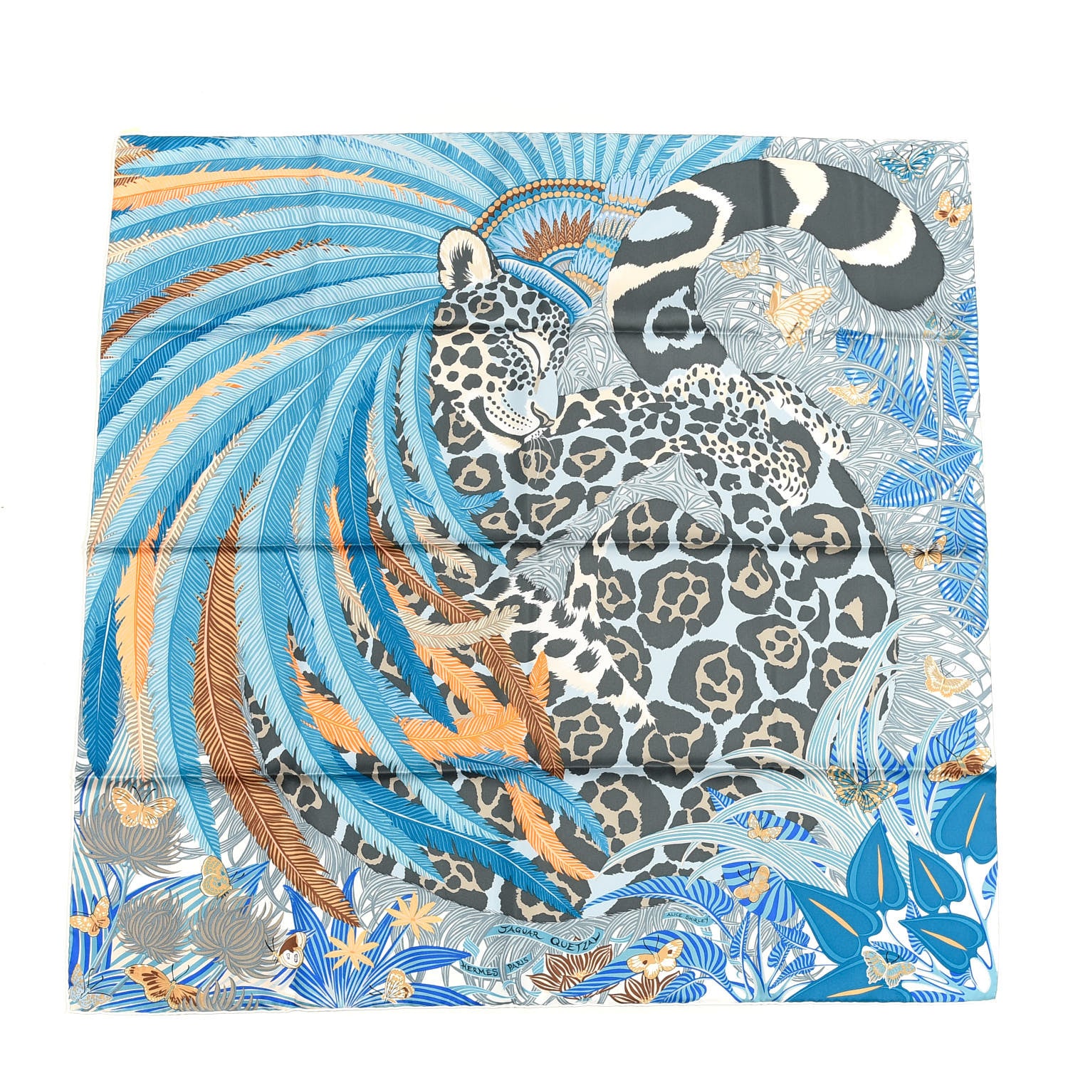 Hermes Silk Jaguar Quetzal Scarf 90 1 of 4