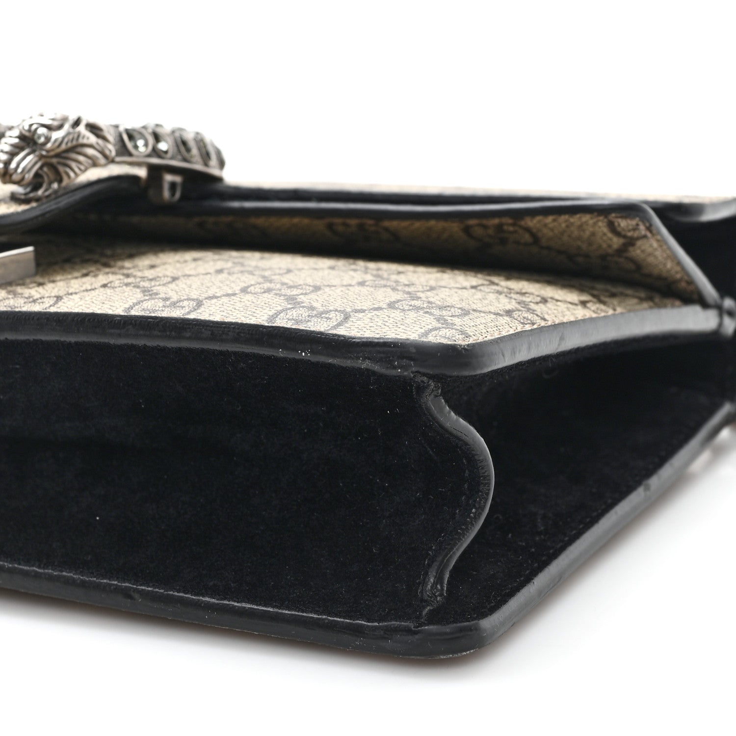 Gucci GG Supreme Monogram Suede Crystal Small Dionysus Shoulder Bag Beige Ebony Black 10 of 12