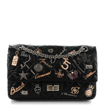Chanel Aged Calfskin Quilted Lucky Charms 2.55 Reissue 225 Flap Black 1 of 8