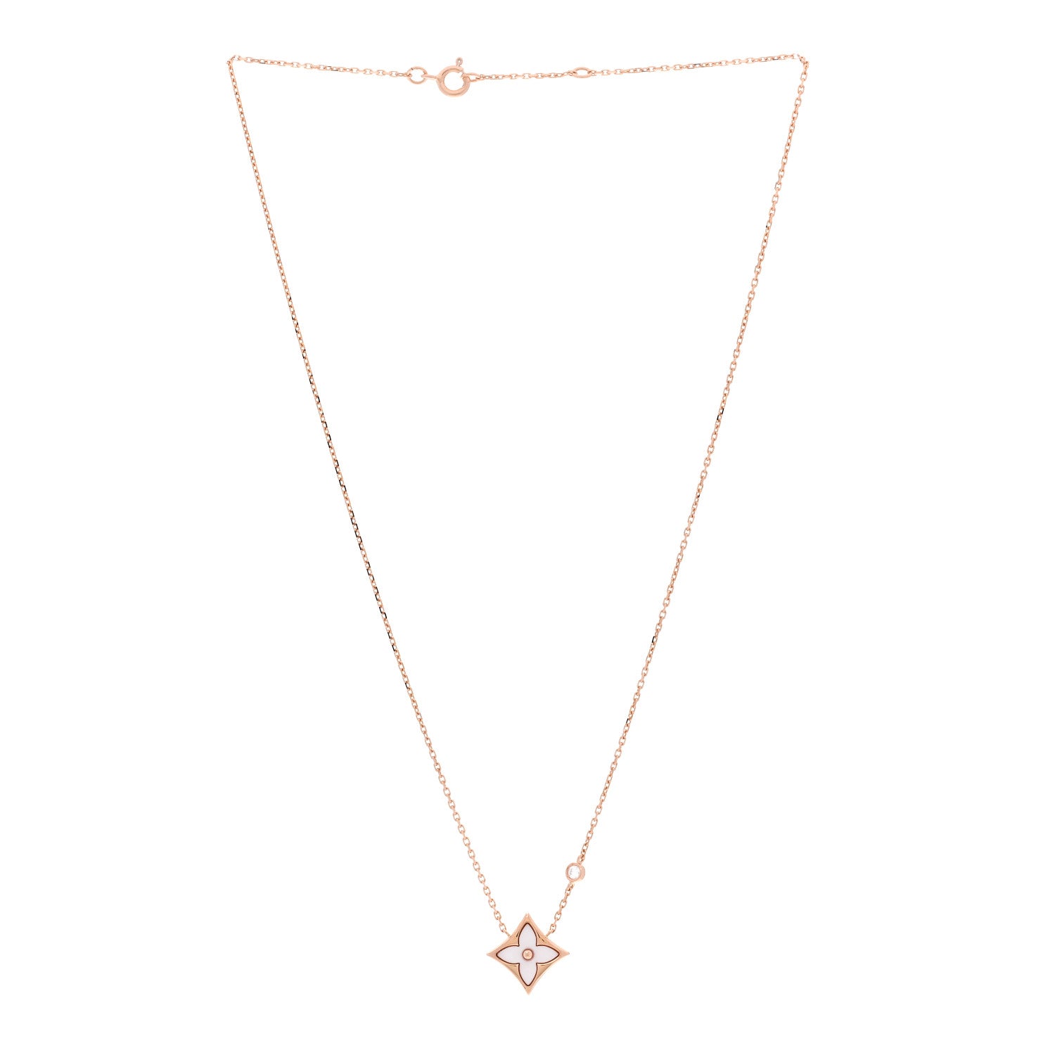 Louis Vuitton 18K Pink Gold Diamond Pink Mother of Pearl Color Blossom BB Star Pendant Necklace 3 of 6