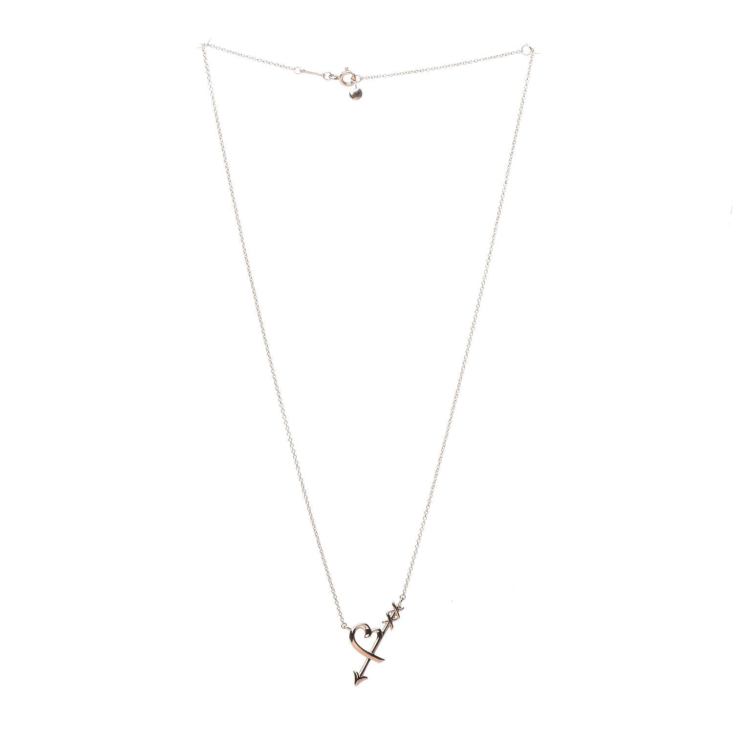 Tiffany 18K Rose Gold Paloma Picasso Heart and Arrow Pendant Necklace 3 of 7