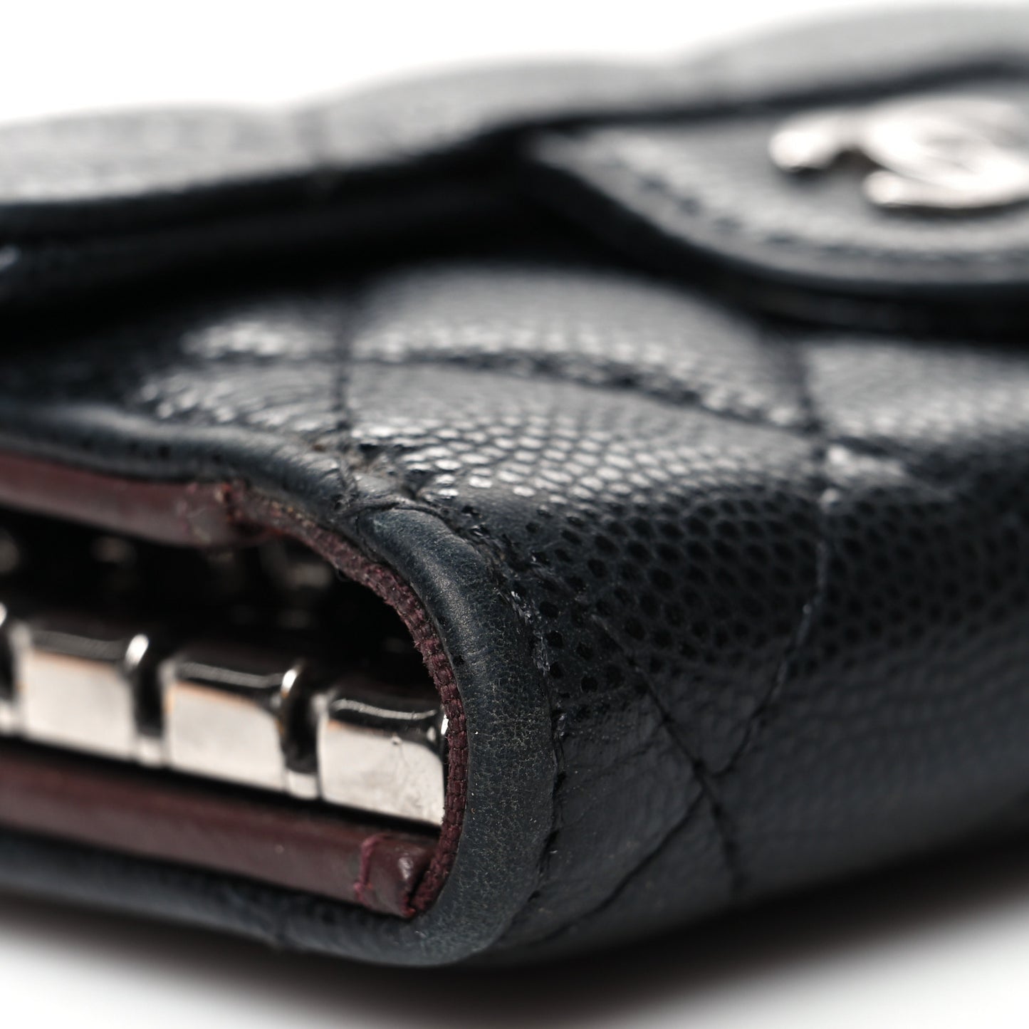 Caviar Quilted Classic 4 Key Holder Wallet Black