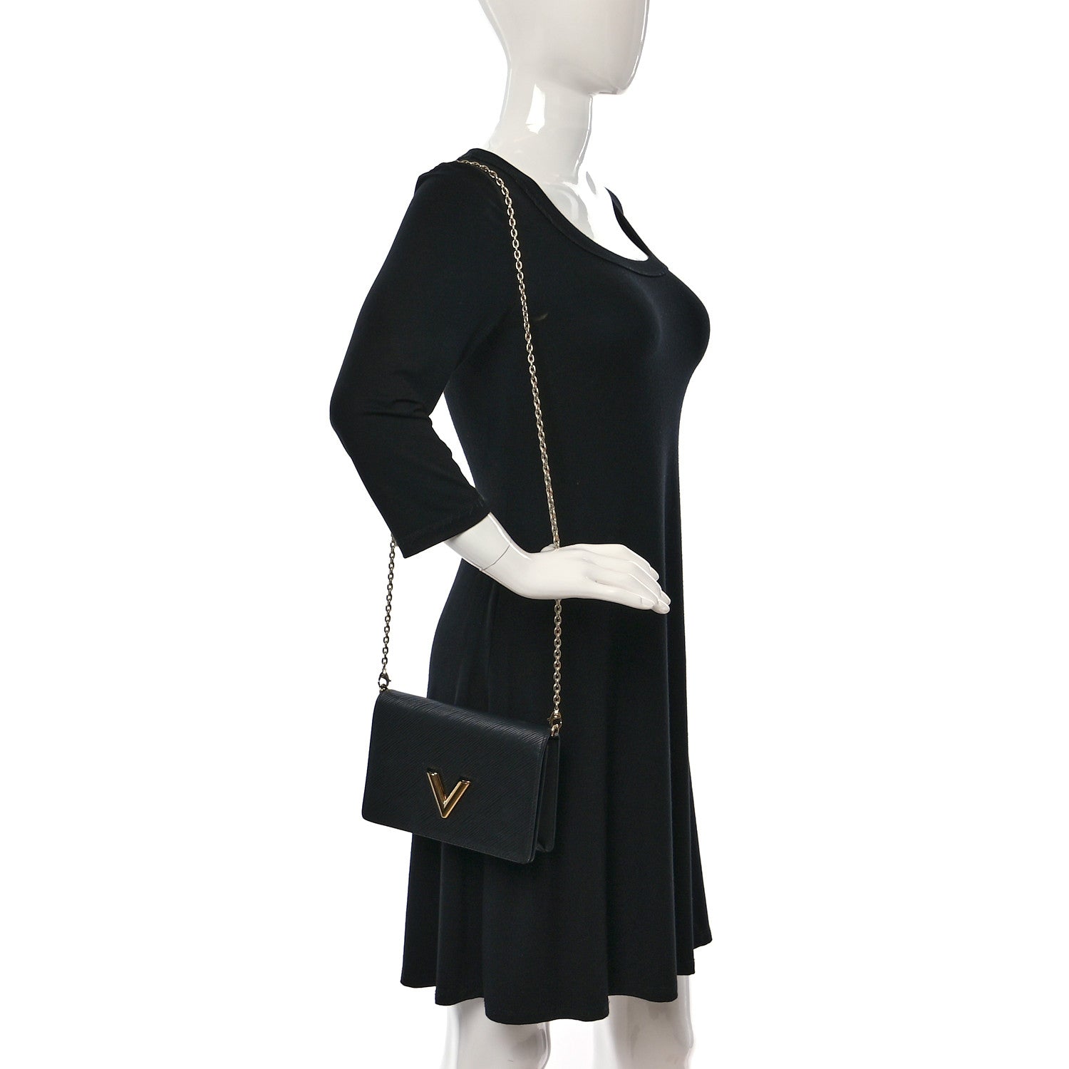 Louis Vuitton Epi Twist Belt Chain Wallet Black 2 of 9