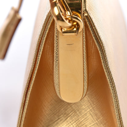Prada Metallic Saffiano Top Handle Frame Bag Platino 17 of 18