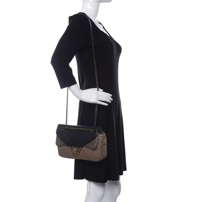 Chanel Lambskin Quilted Tri-Color Double Flap Black Taupe Brown 2 of 10
