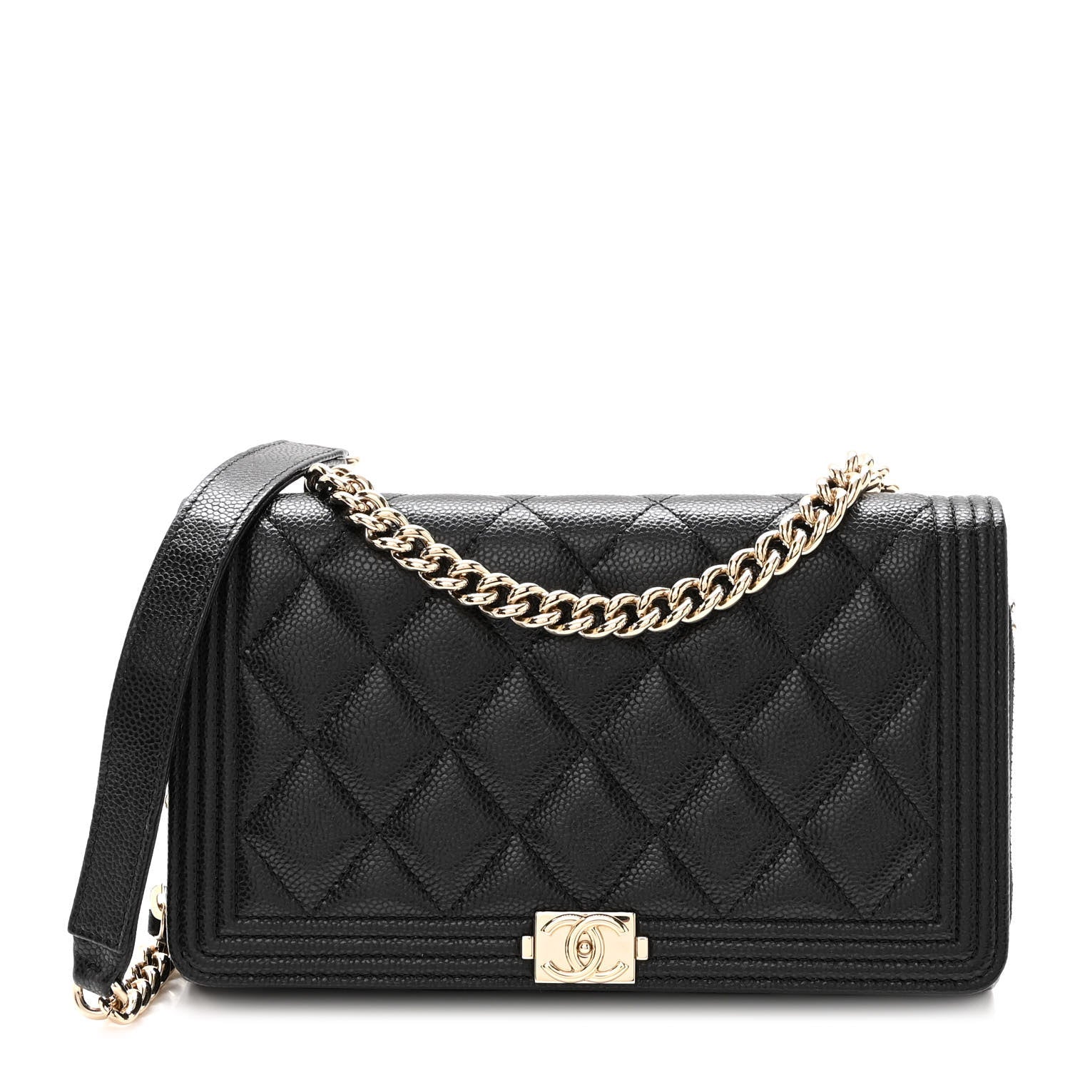 Chanel Caviar Quilted Boy Wallet On Chain WOC Black 1 of 13