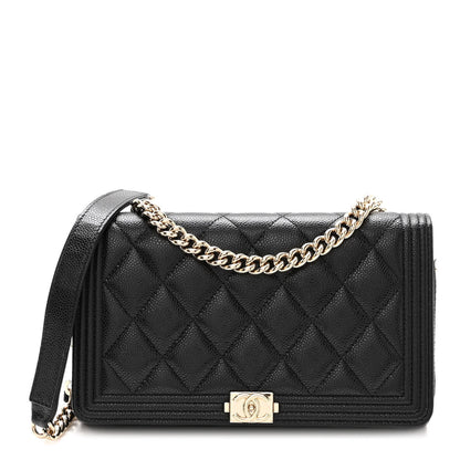 Chanel Caviar Quilted Boy Wallet On Chain WOC Black 1 of 13