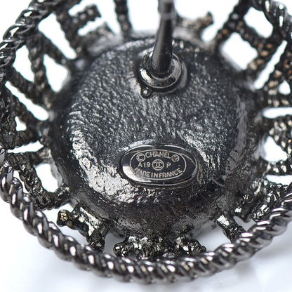 Chanel Pearl CC Round Earrings Ruthenium Dark Grey 4 of 4