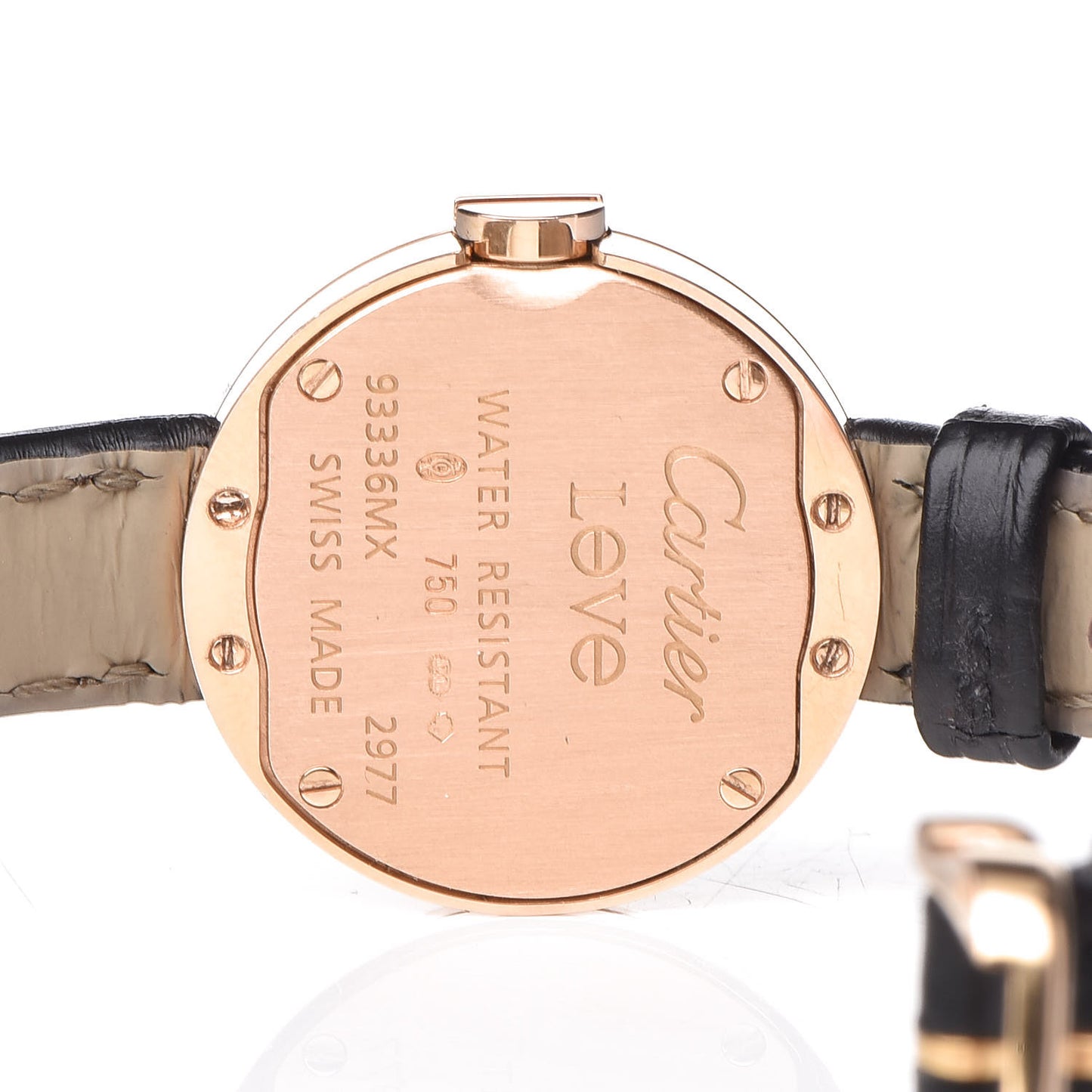 18K Pink Gold Alligator Diamond 23mm Love Quartz Watch