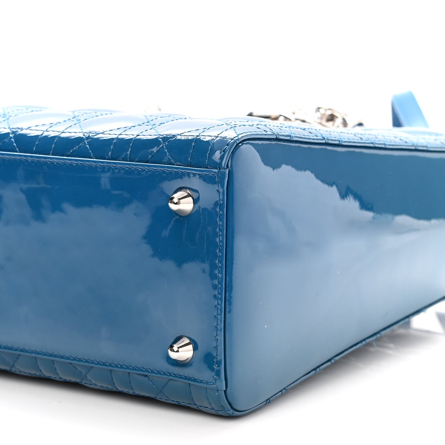 Christian Dior Patent Cannage Large Lady Dior Blue 8 of 10