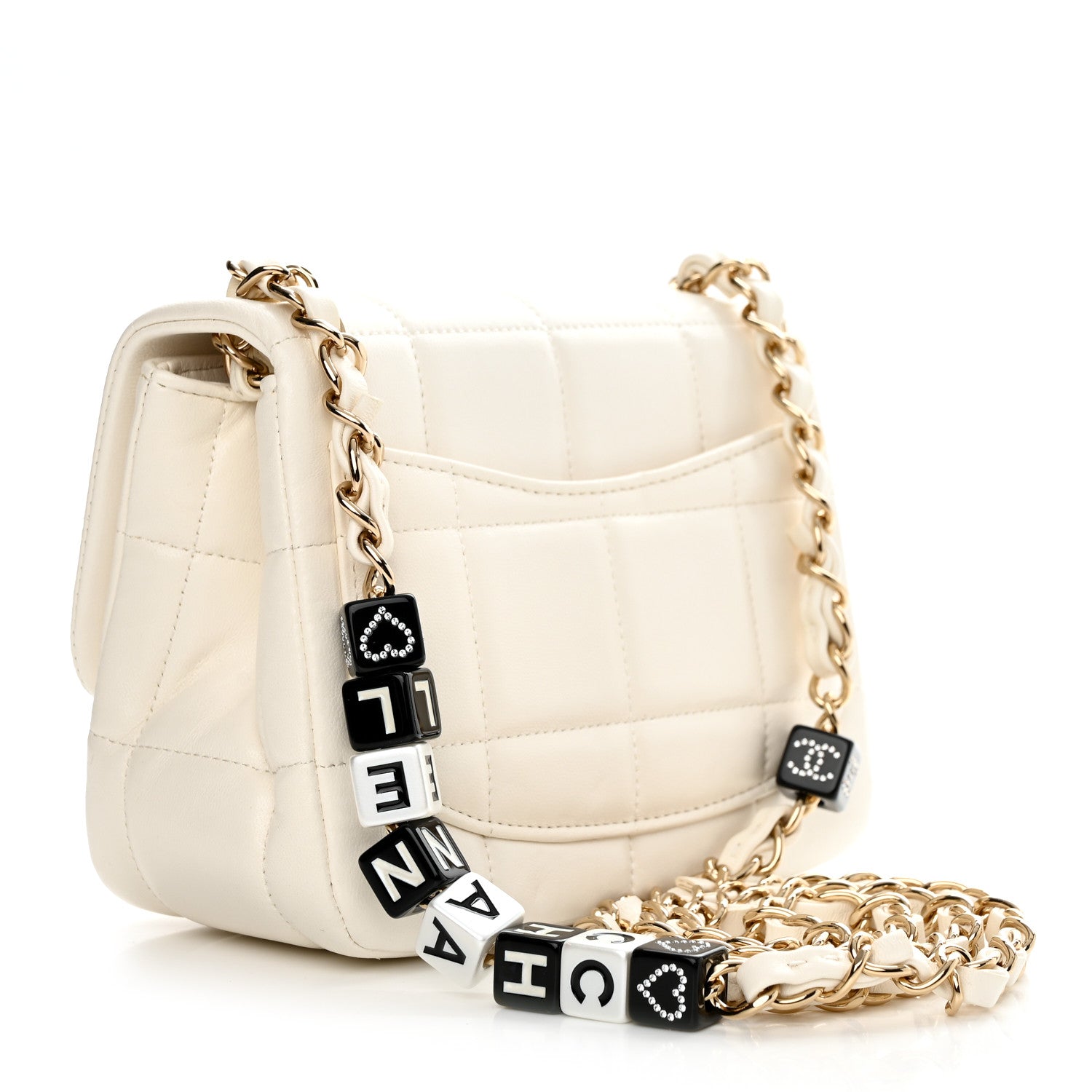 Chanel Lambskin Resin Crystal Square Quilted Monacoco Mini Square Flap White 3 of 12