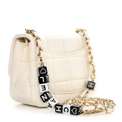 Chanel Lambskin Resin Crystal Square Quilted Monacoco Mini Square Flap White 3 of 12