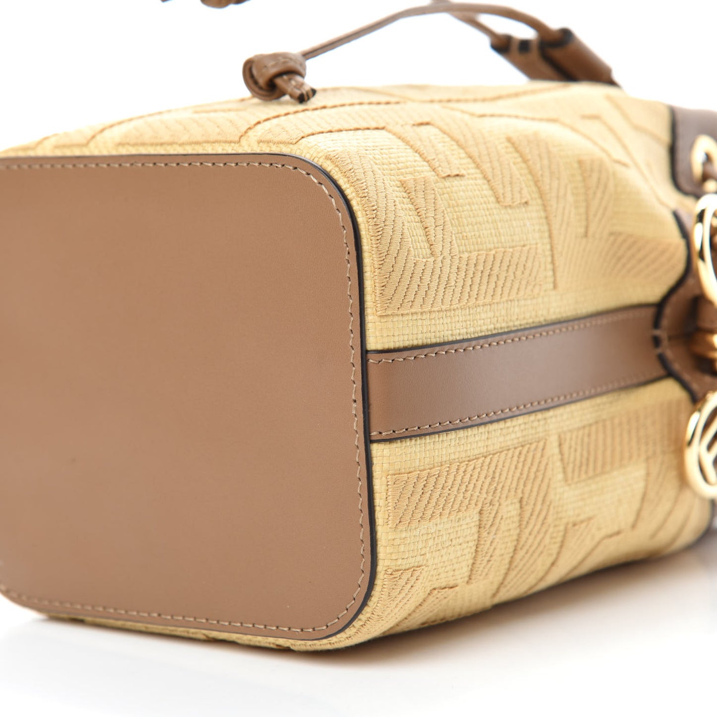 Raffia Vitello King Lucido F is Fendi FF Embroidered Mini Mon Tresor Bucket Bag Grano Sand