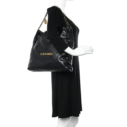 Chanel Shiny Calfskin Quilted Chanel 22 Black 2 of 9