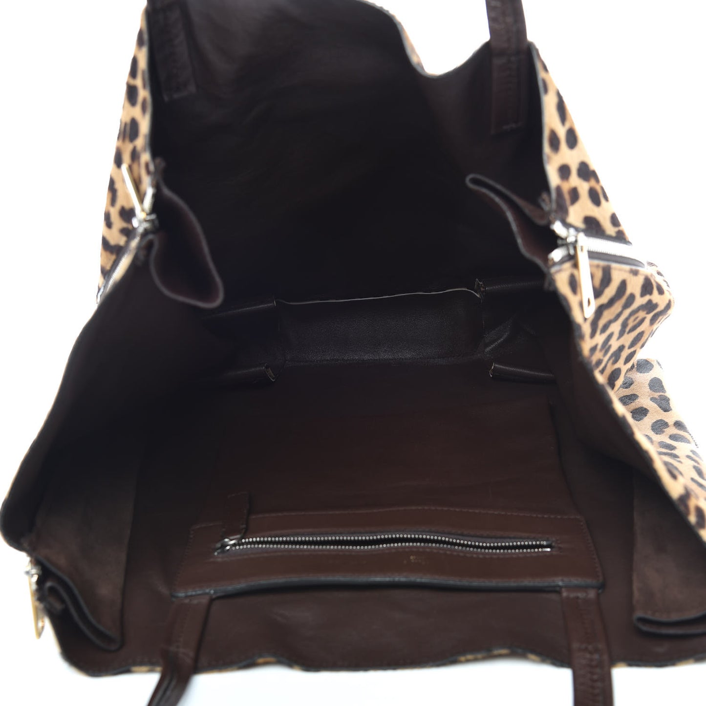 Calf Hair Leopard Print Zip Gusset Cabas