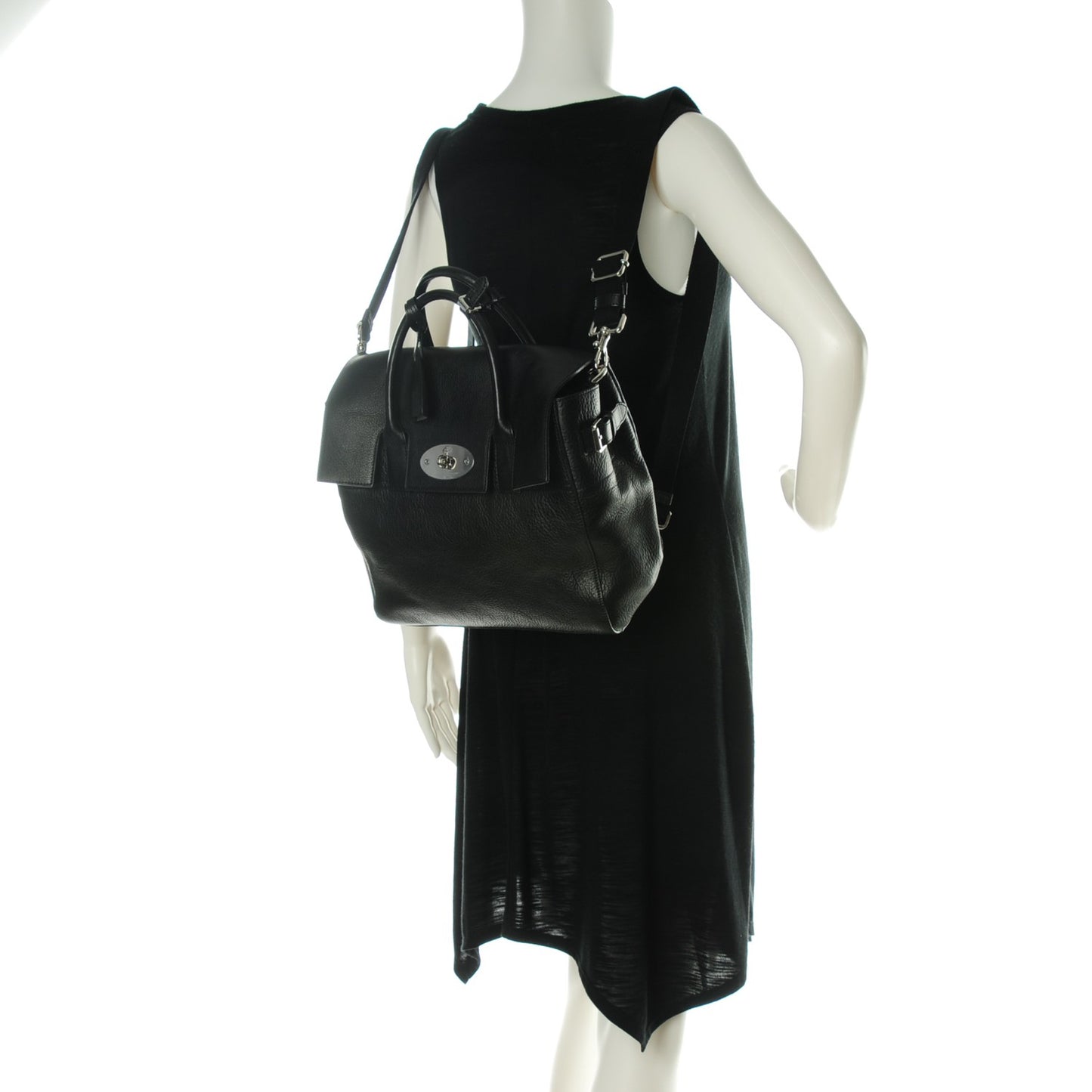 Natural Leather Cara Delevingne Convertible Satchel Black